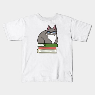 Grumpy Book Cat Kids T-Shirt